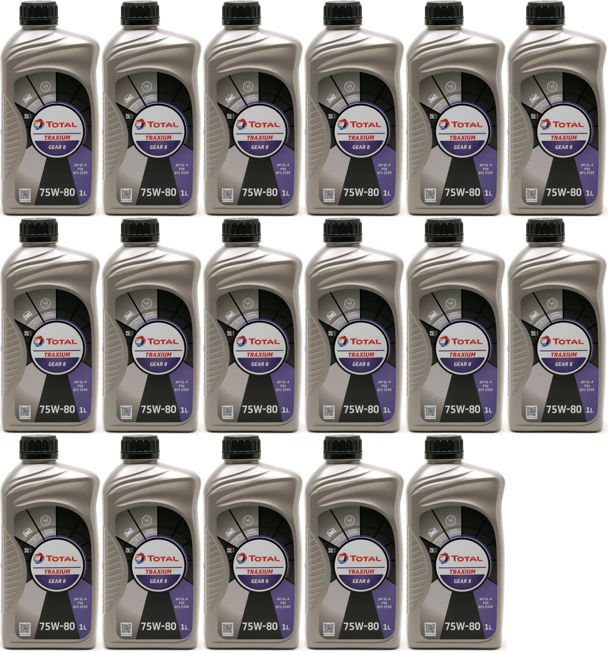 Total Transmission Gear 8 75W-80 Schaltgetriebeöl 17x 1l = 17 Liter