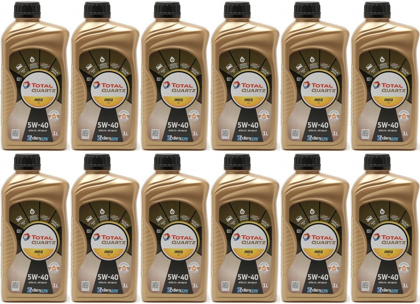 Total Quartz Ineo C3 5W-40 Motoröl 12x 1l = 12 Liter