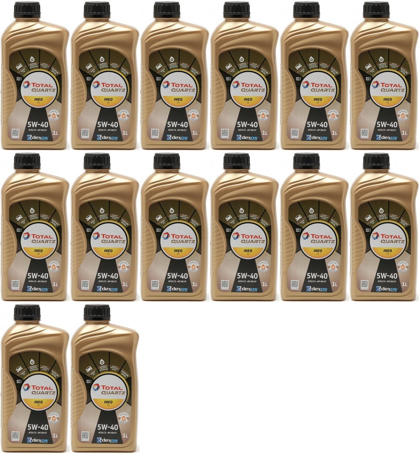 Total Quartz Ineo C3 5W-40 Motoröl 14x 1l = 14 Liter