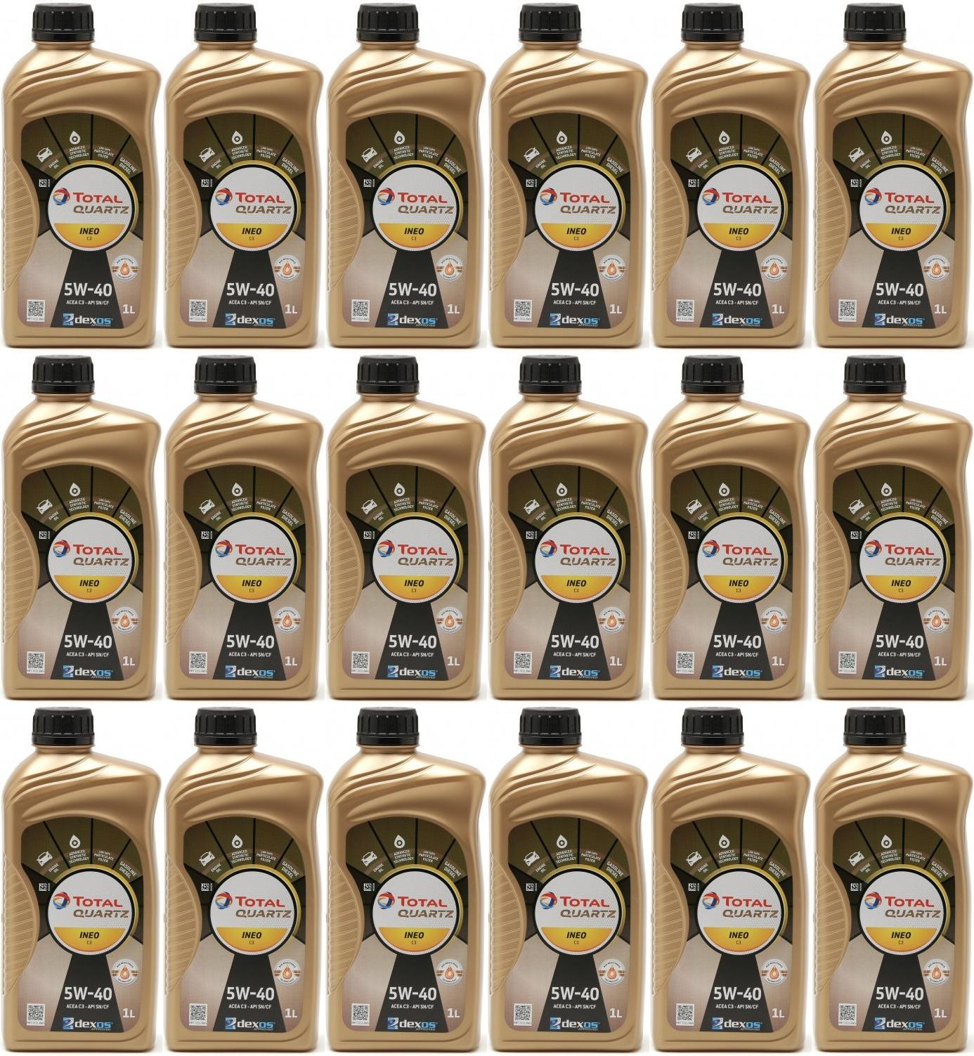 Total Quartz Ineo C3 5W-40 Motoröl 18x 1l = 18 Liter