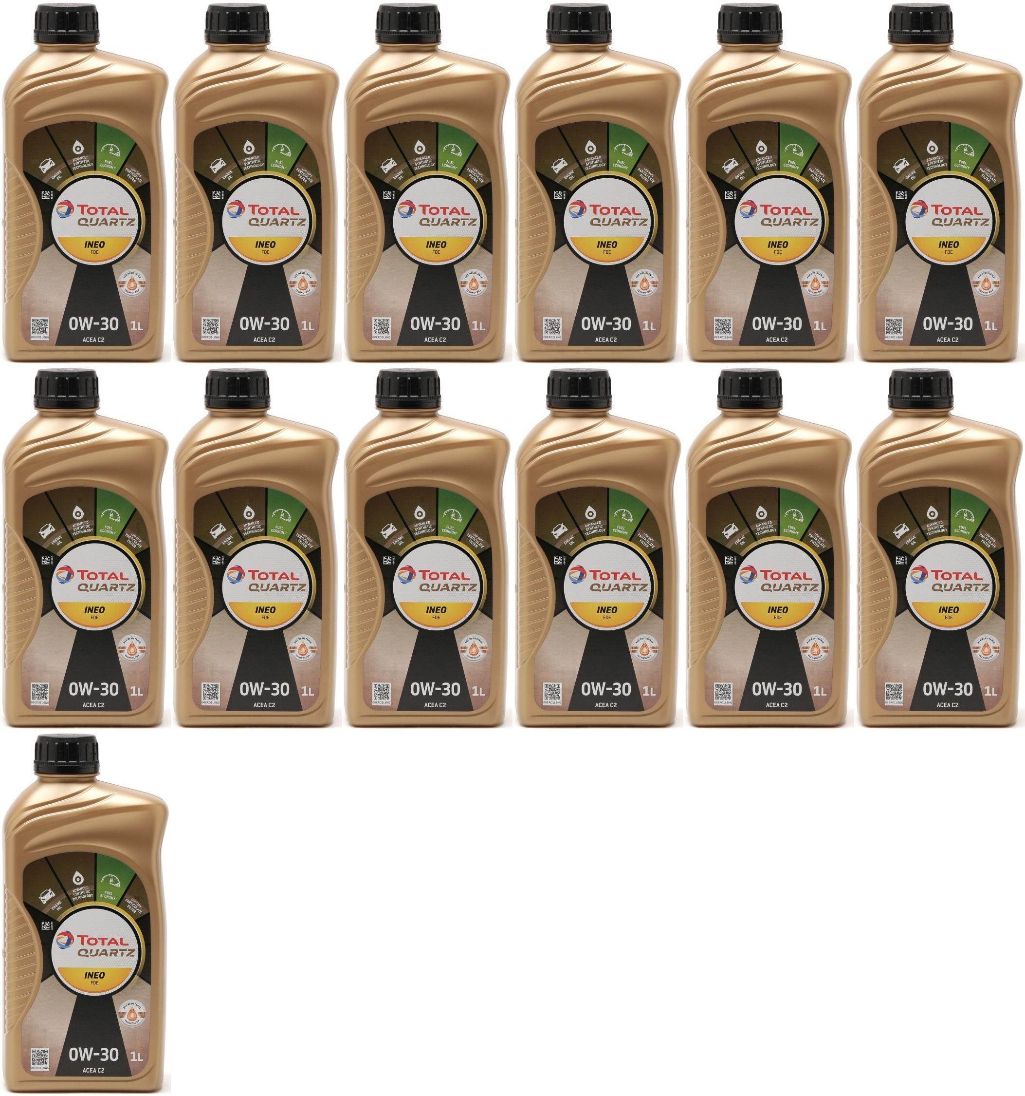 Total Quartz Ineo FDE 0W-30 Motoröl 13x 1l = 13 Liter