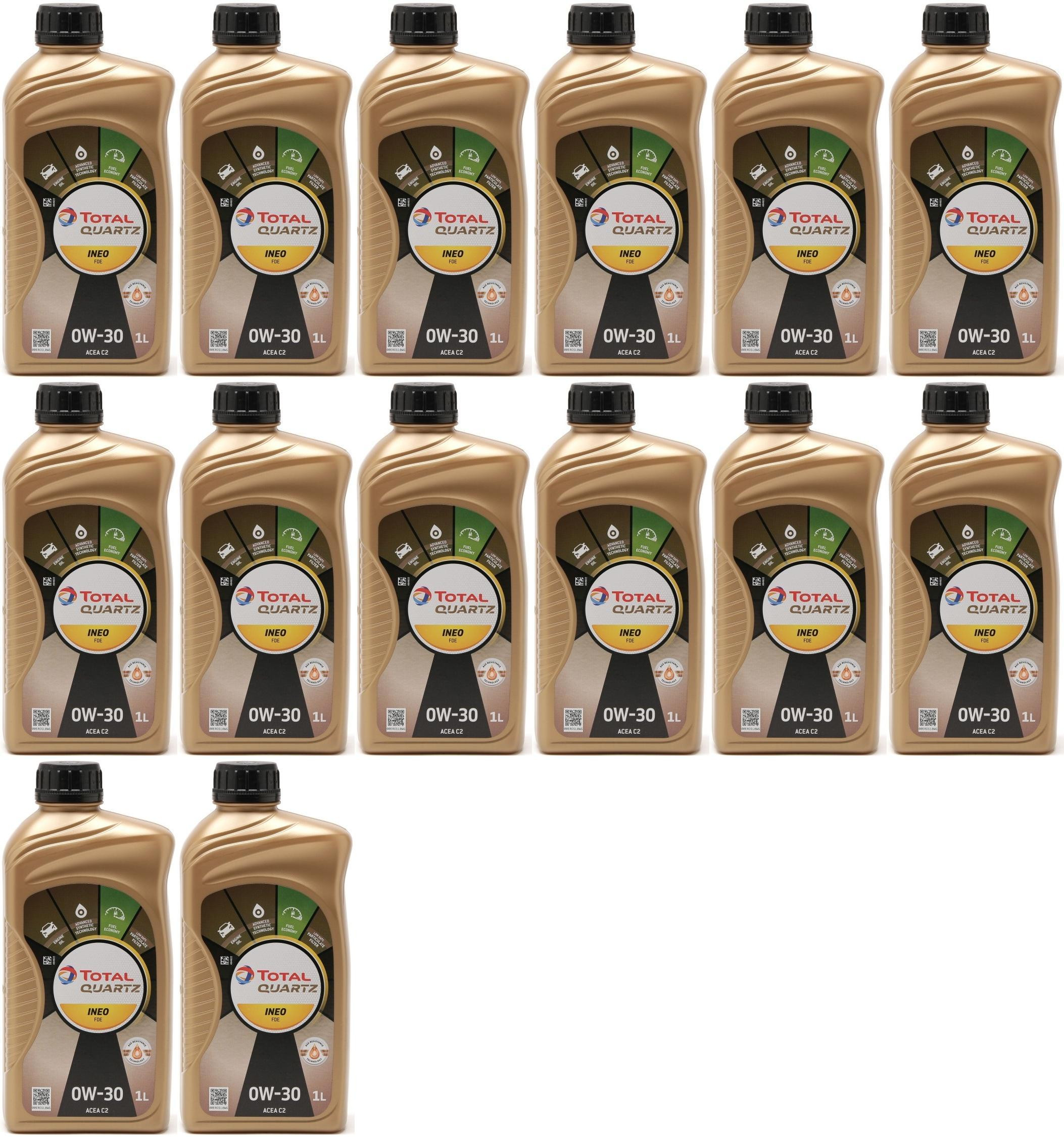 Total Quartz Ineo FDE 0W-30 Motoröl 14x 1l = 14 Liter