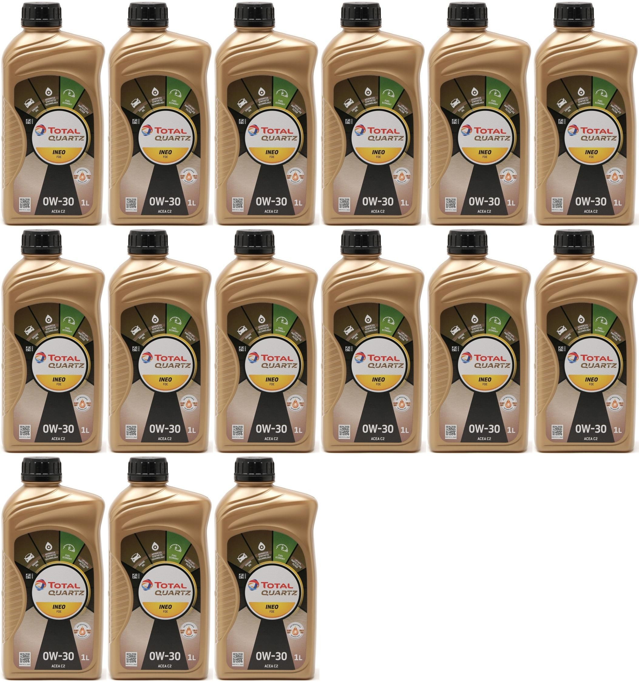 Total Quartz Ineo FDE 0W-30 Motoröl 15x 1l = 15 Liter