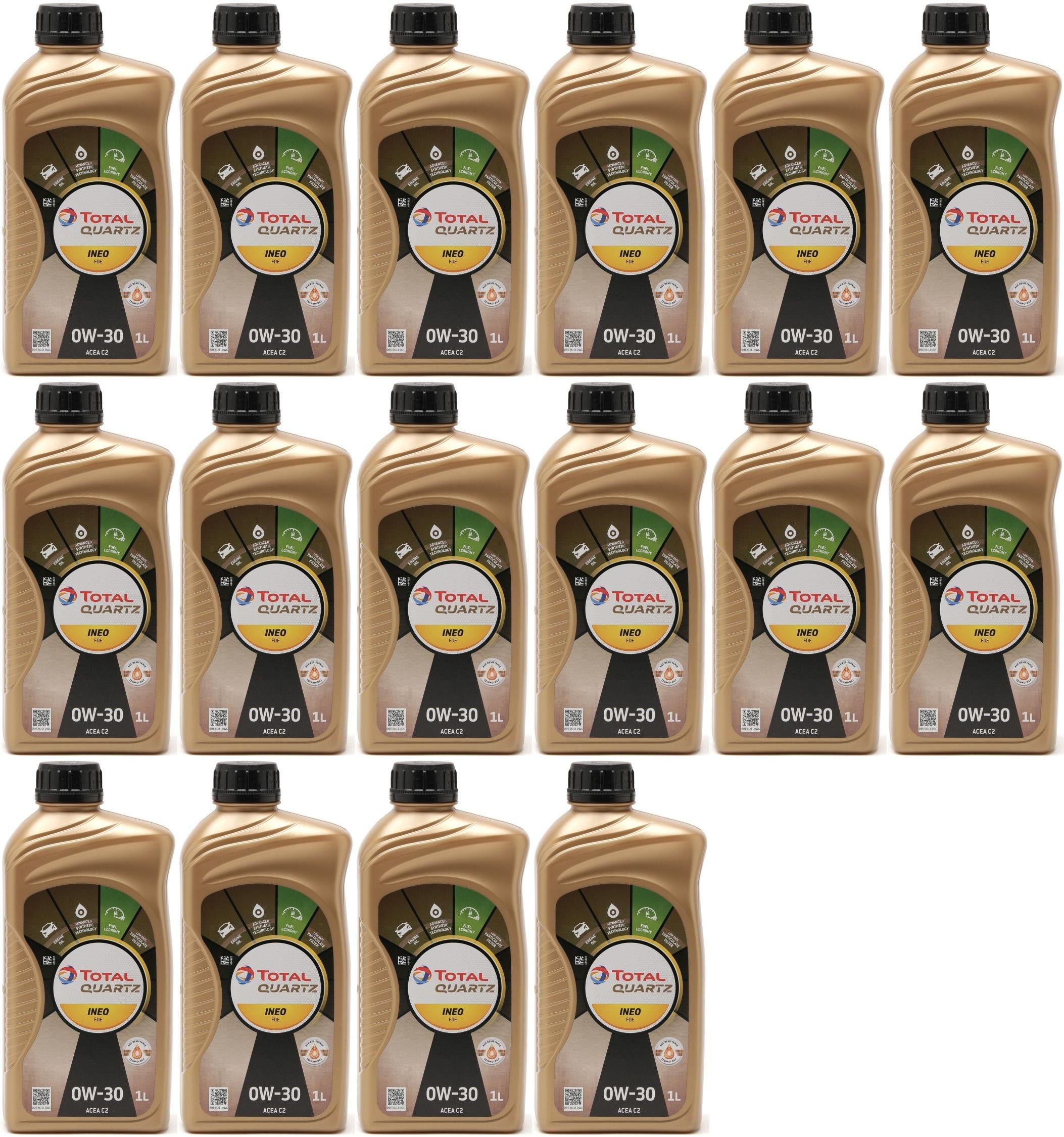Total Quartz Ineo FDE 0W-30 Motoröl 16x 1l = 16 Liter