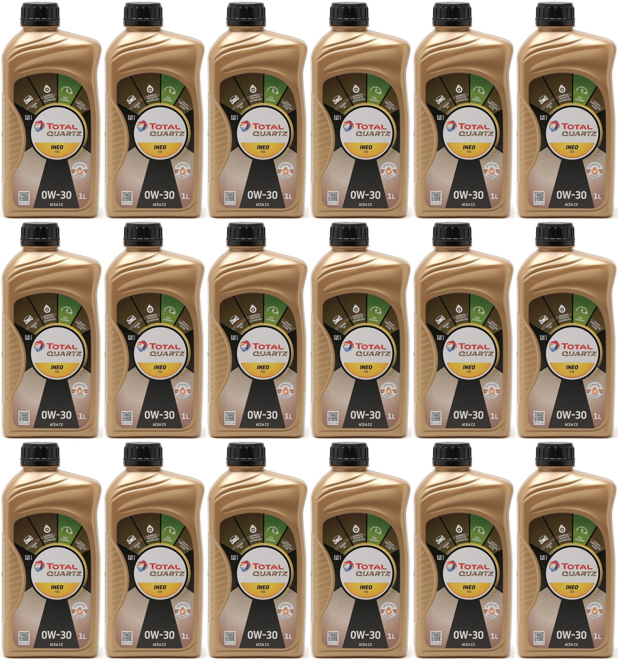 Total Quartz Ineo FDE 0W-30 Motoröl 18x 1l = 18 Liter