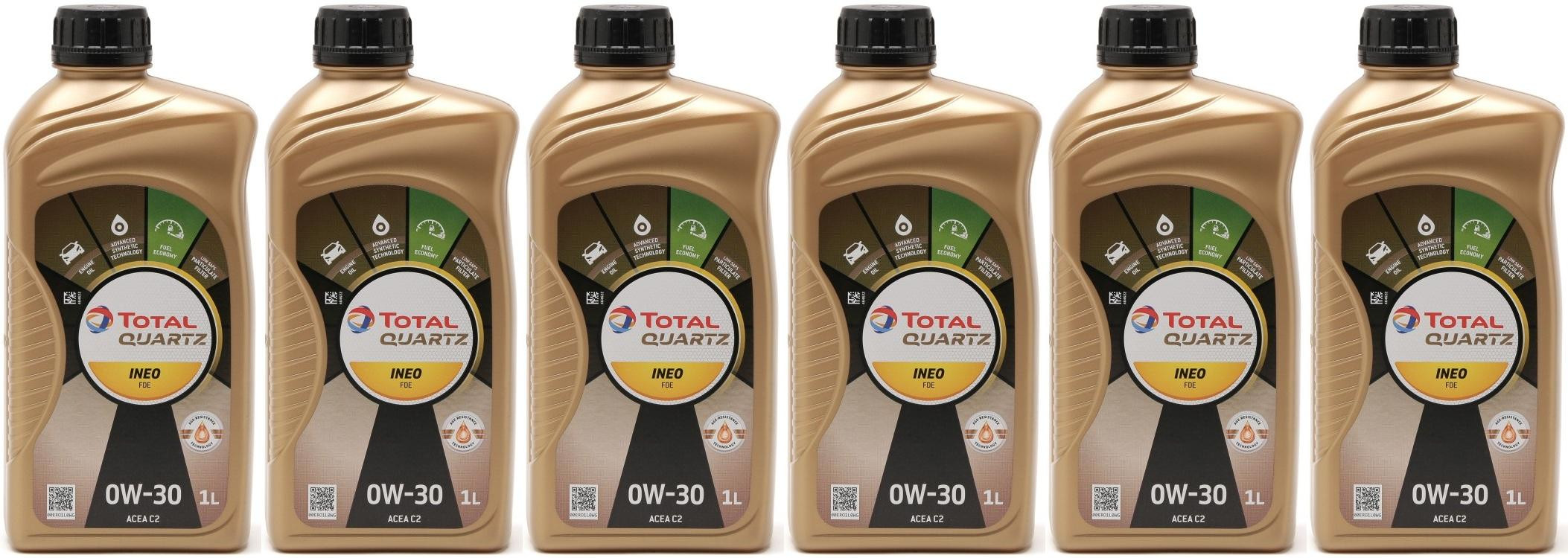 Total Quartz Ineo FDE 0W-30 Motoröl 6x 1l = 6 Liter
