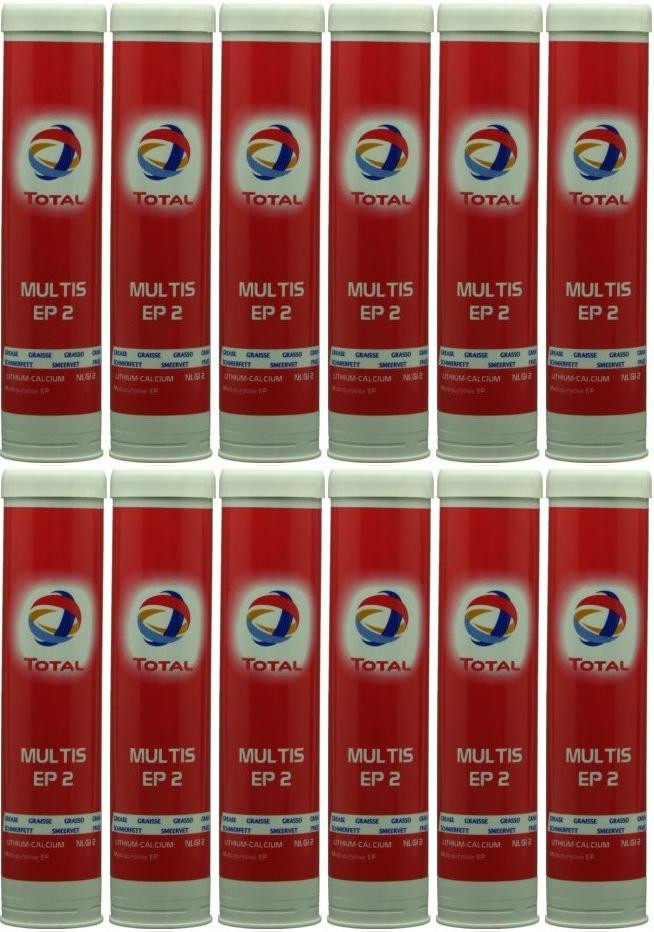 Total Multis EP 2 Mehrzweck-Hochdruckfett Braun Fett Kartusche 12x 400 Gramm