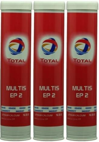 Total Multis EP 2 Mehrzweck-Hochdruckfett Braun Fett Kartusche 3x 400 Gramm