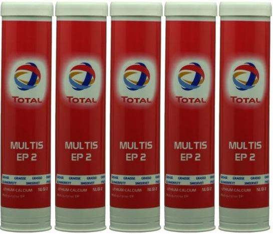 Total Multis EP 2 Mehrzweck-Hochdruckfett Braun Fett Kartusche 5x 400 Gramm