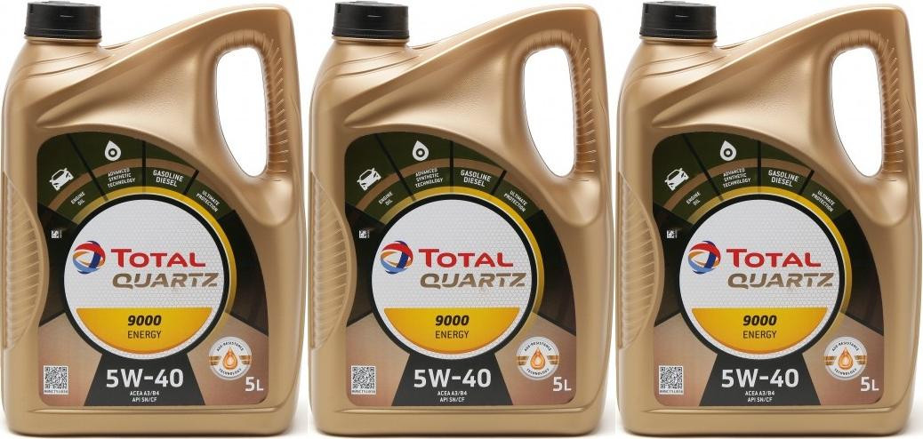 TOTAL Quartz 9000 Energy 5W-40 Motoröl 3x 5 = 15 Liter