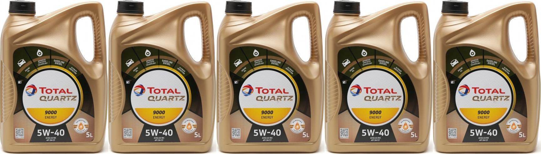 TOTAL Quartz 9000 Energy 5W-40 Motoröl 5x 5 = 25 Liter