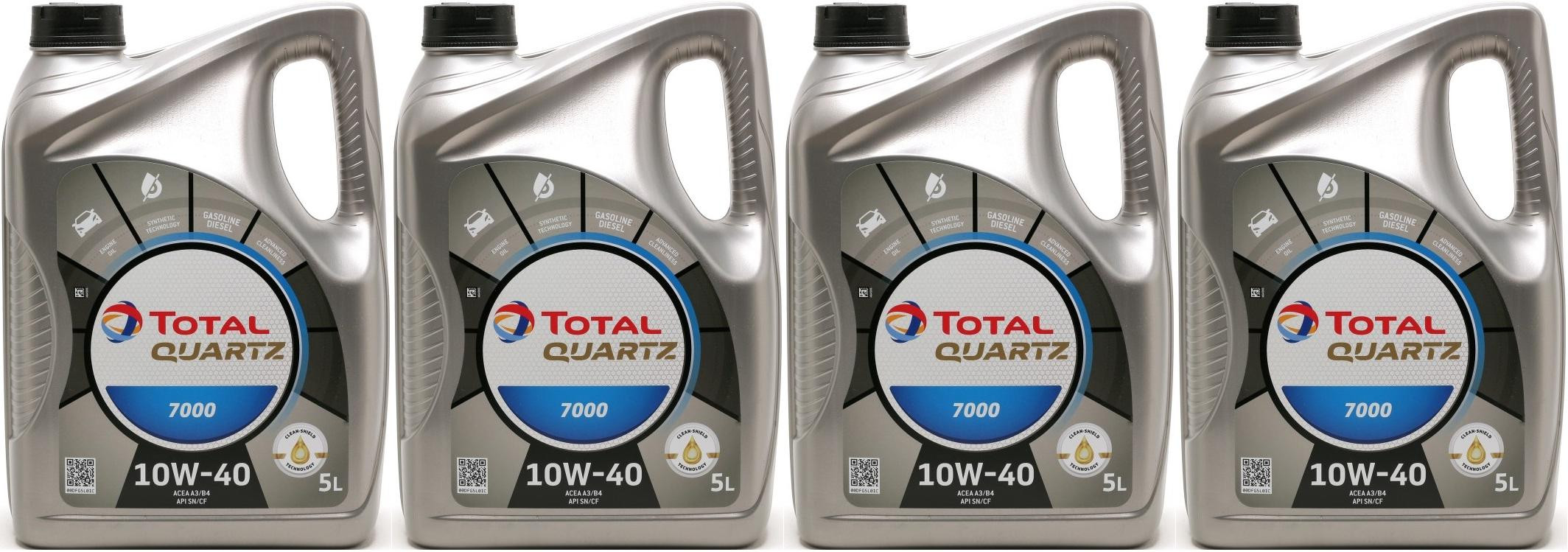Total Quartz 7000 10W-40 Diesel & Benziner Motoröl 4x 5 = 20 Liter