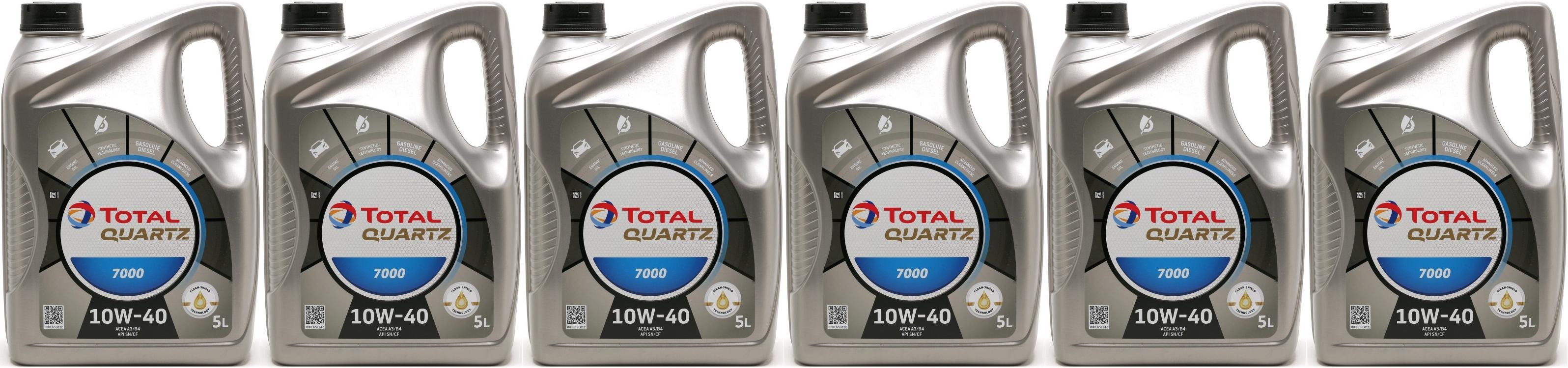 Total Quartz 7000 10W-40 Diesel & Benziner Motoröl 6x 5 = 30 Liter