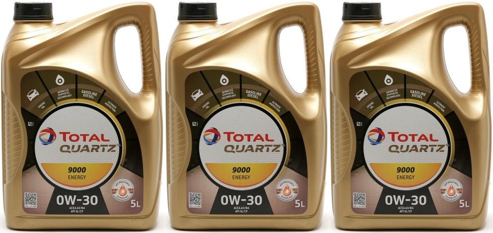 TOTAL Quartz Energy 9000 0W-30 Motoröl 3x 5 = 15 Liter