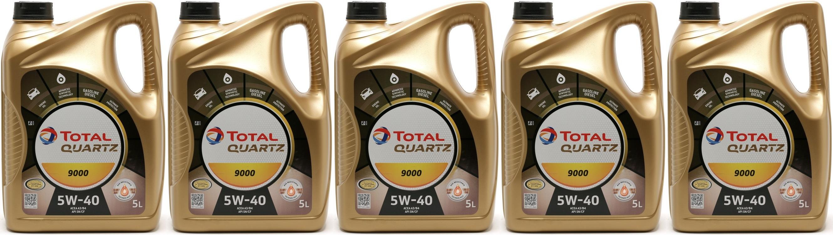 Total Quartz 9000 5W-40 Motoröl 5x 5 = 25 Liter
