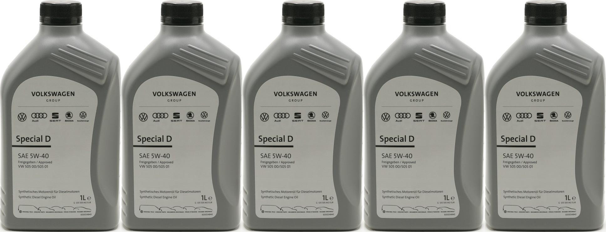 Original VW Special D SAE 5W-40 Motorenöl G052167M2 - 5x 1l = 5 Liter