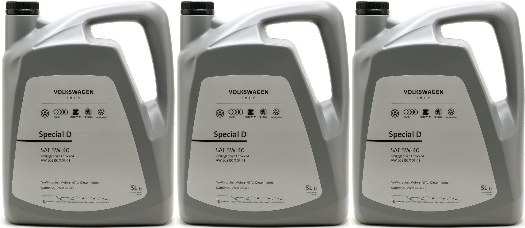 Original VW Special D SAE 5W-40 Motorenöl G 052 167 M4 3x 5 = 15 Liter