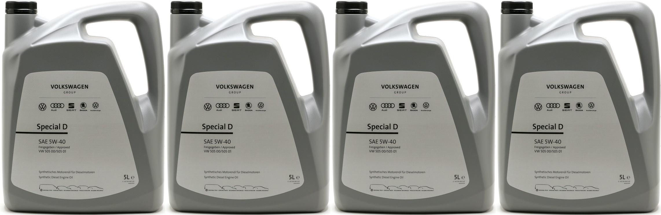 Original VW Special D SAE 5W-40 Motorenöl G 052 167 M4 4x 5 = 20 Liter