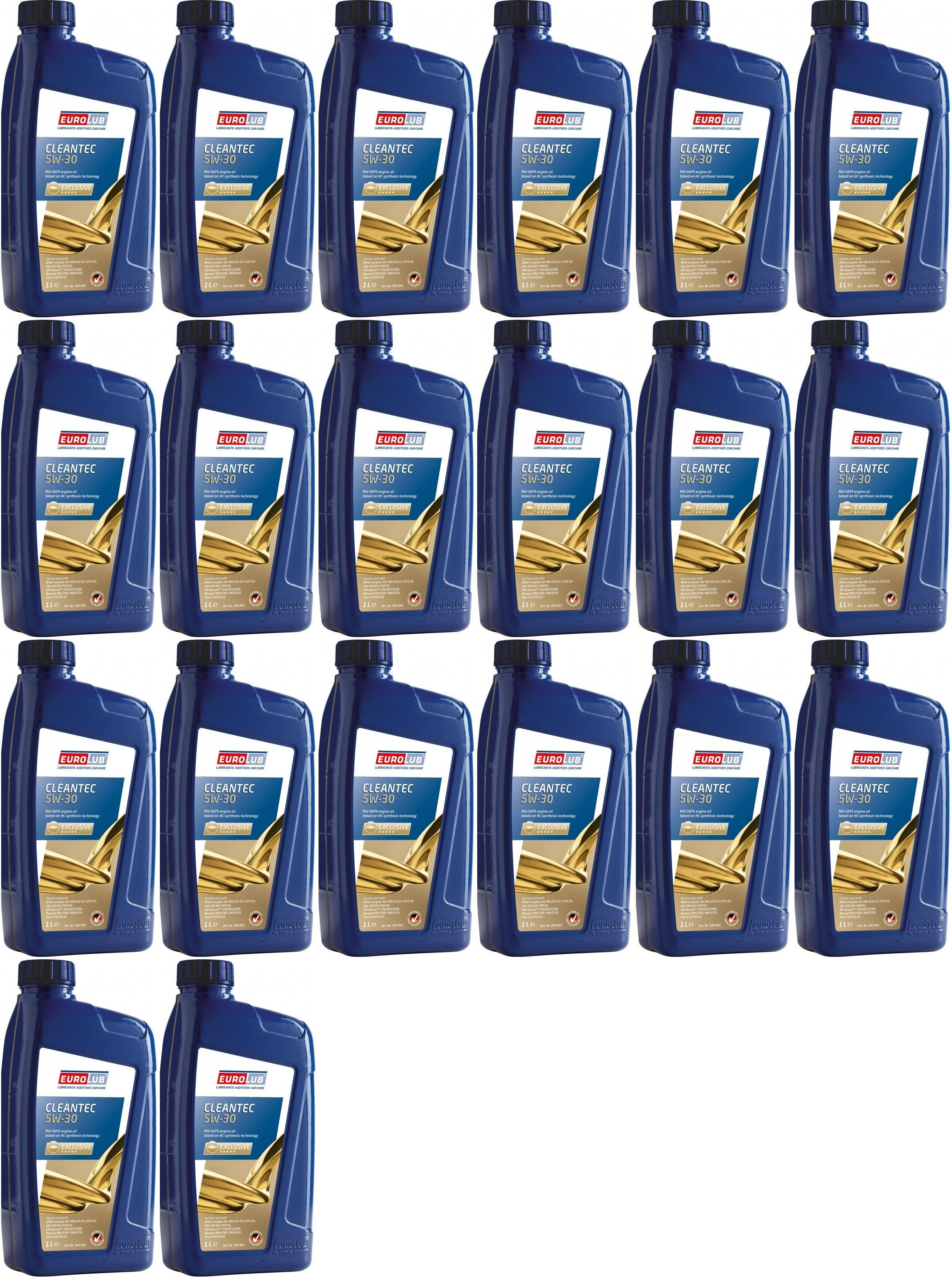 EUROLUB CLEANTEC 5W-30 Motoröl 20x 1l = 20 Liter