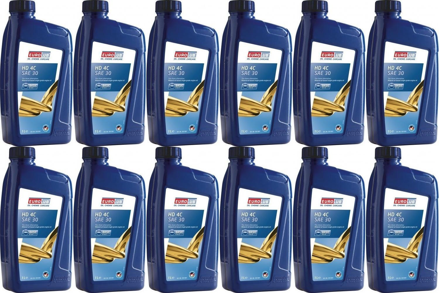 EUROLUB HD 4C SAE 30 Rasenmäheröl 12x 1l = 12 Liter
