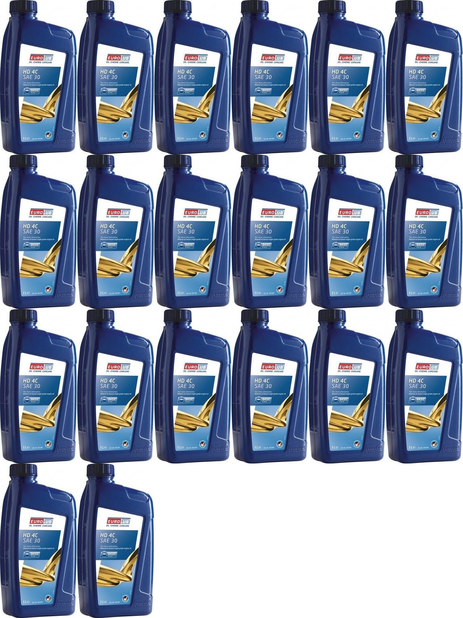 EUROLUB HD 4C SAE 30 Rasenmäheröl 20x 1l = 20 Liter