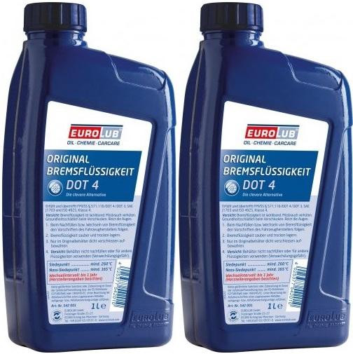 EUROLUB Bremsflüssigkeit DOT 4 2x 1l = 2 Liter