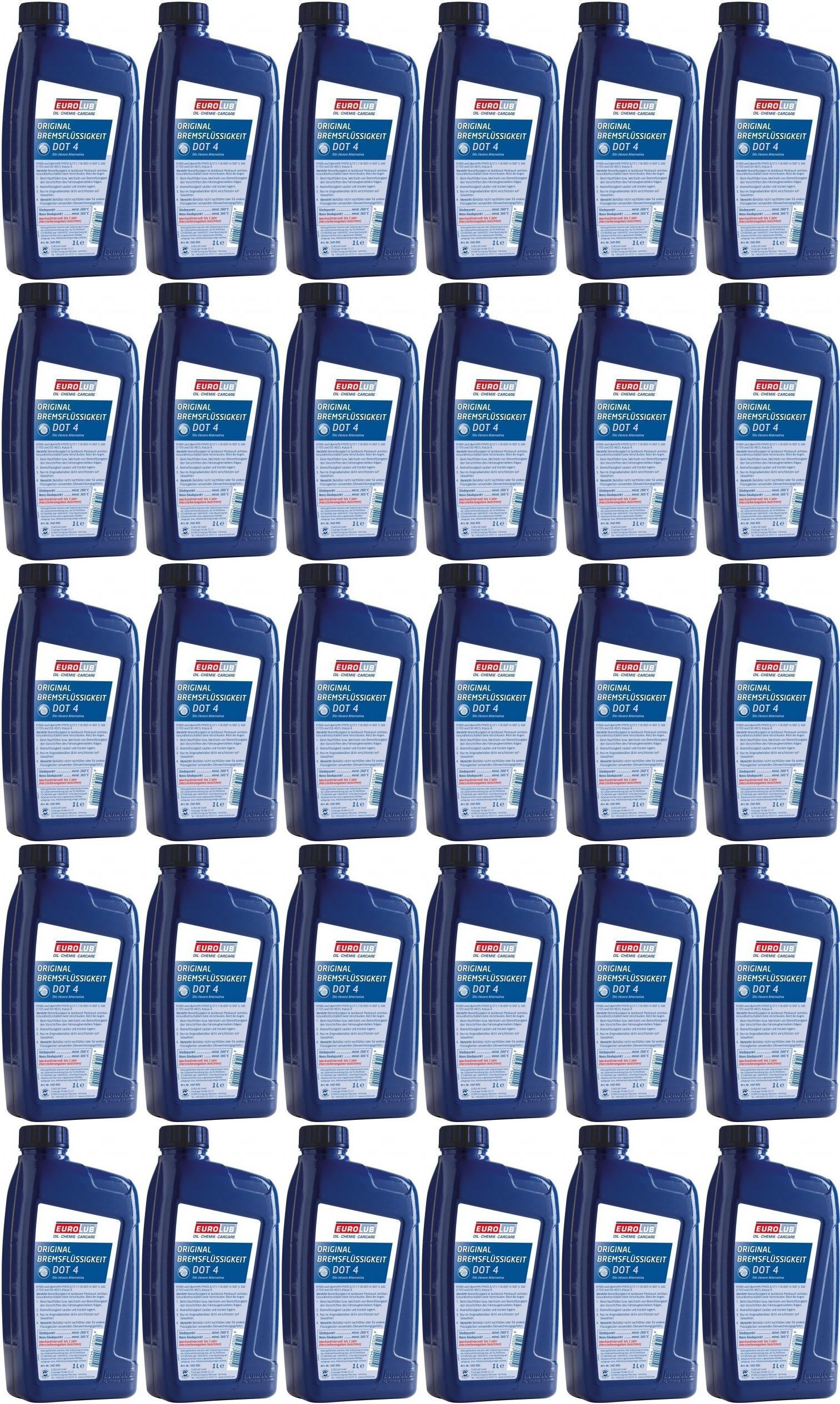 EUROLUB Bremsflüssigkeit DOT 4 30x 1l = 30 Liter