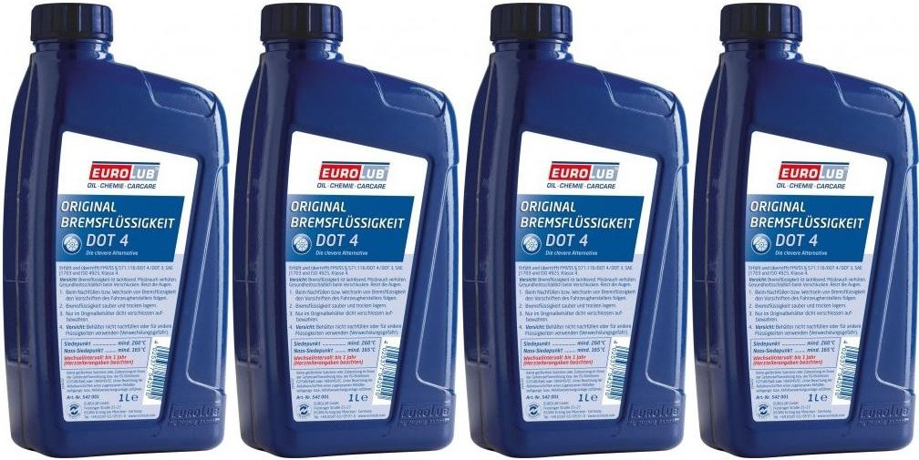 EUROLUB Bremsflüssigkeit DOT 4 4x 1l = 4 Liter