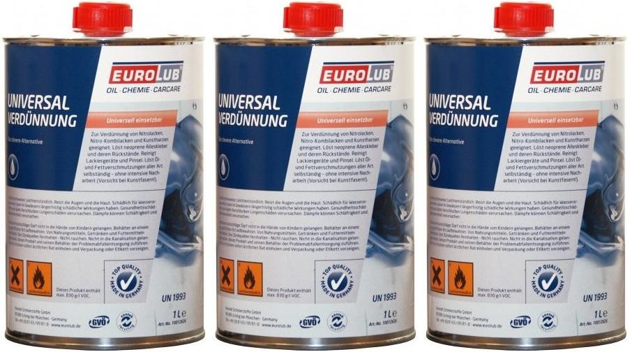 EUROLUB Universalverdünnung, Verdünner 3x 1l = 3 Liter