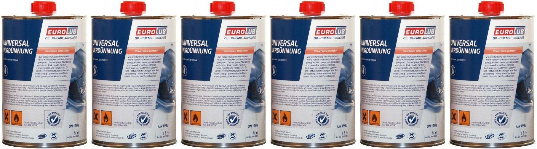 EUROLUB Universalverdünnung, Verdünner 6x 1l = 6 Liter