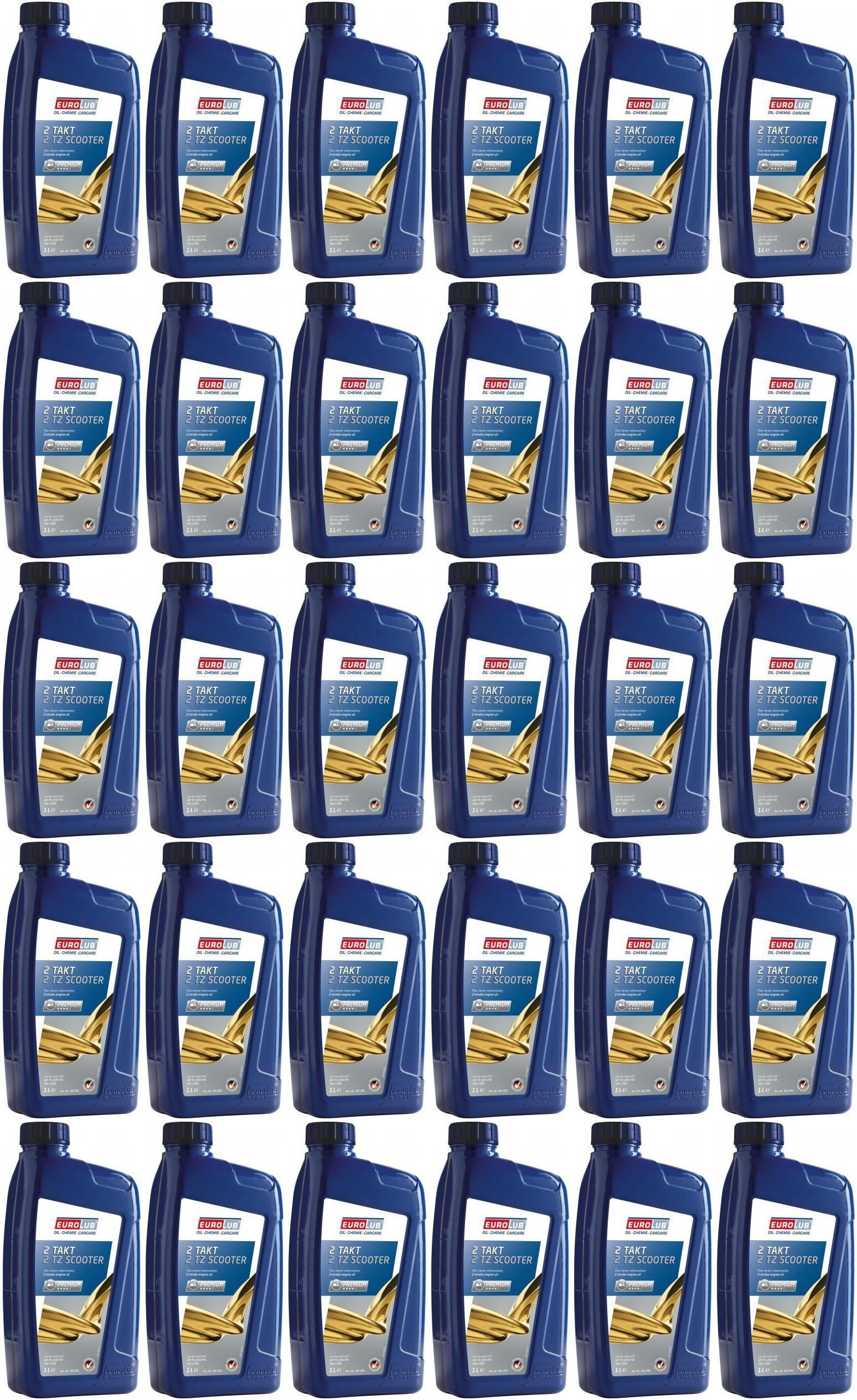 EUROLUB 2 TZ Scooter teilsynthetisches 2 Takt Motorrad Motoröl 30x 1l = 30 Liter