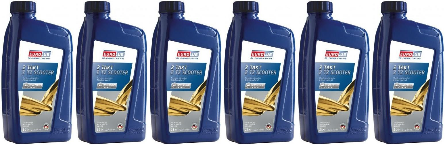 EUROLUB 2 TZ Scooter teilsynthetisches 2 Takt Motorrad Motoröl 6x 1l = 6 Liter