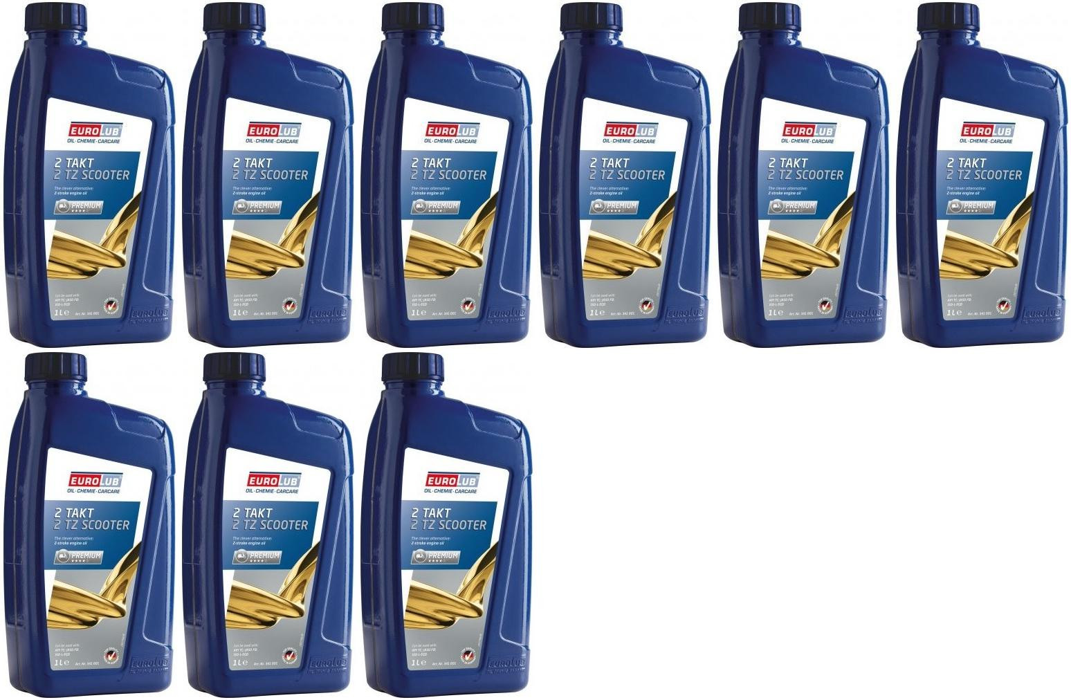 EUROLUB 2 TZ Scooter teilsynthetisches 2 Takt Motorrad Motoröl 9x 1l = 9 Liter