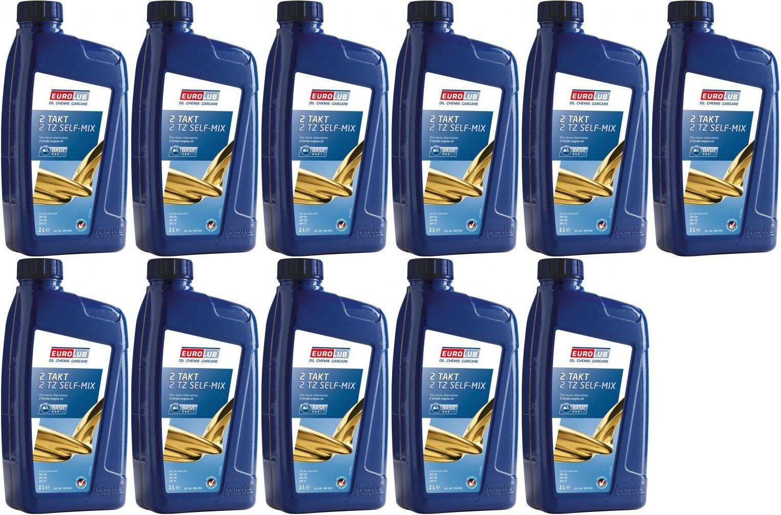 EUROLUB 2-Takt 2 TZ SELF MIX mineralisches Motorrad Motoröl 11x 1l = 11 Liter