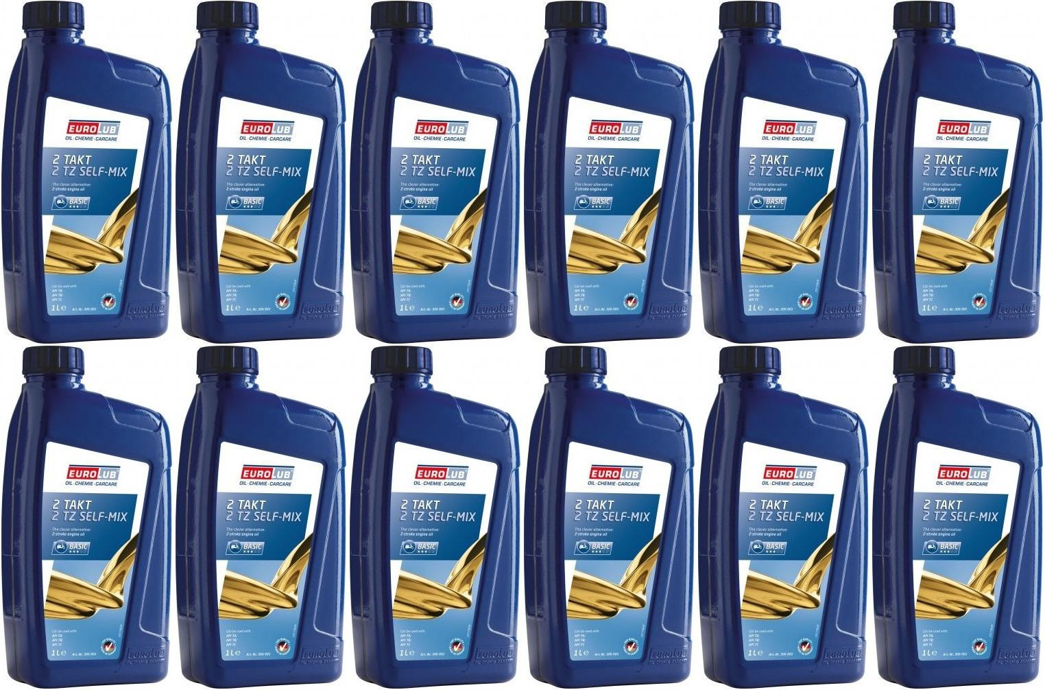EUROLUB 2-Takt 2 TZ SELF MIX mineralisches Motorrad Motoröl 12x 1l = 12 Liter
