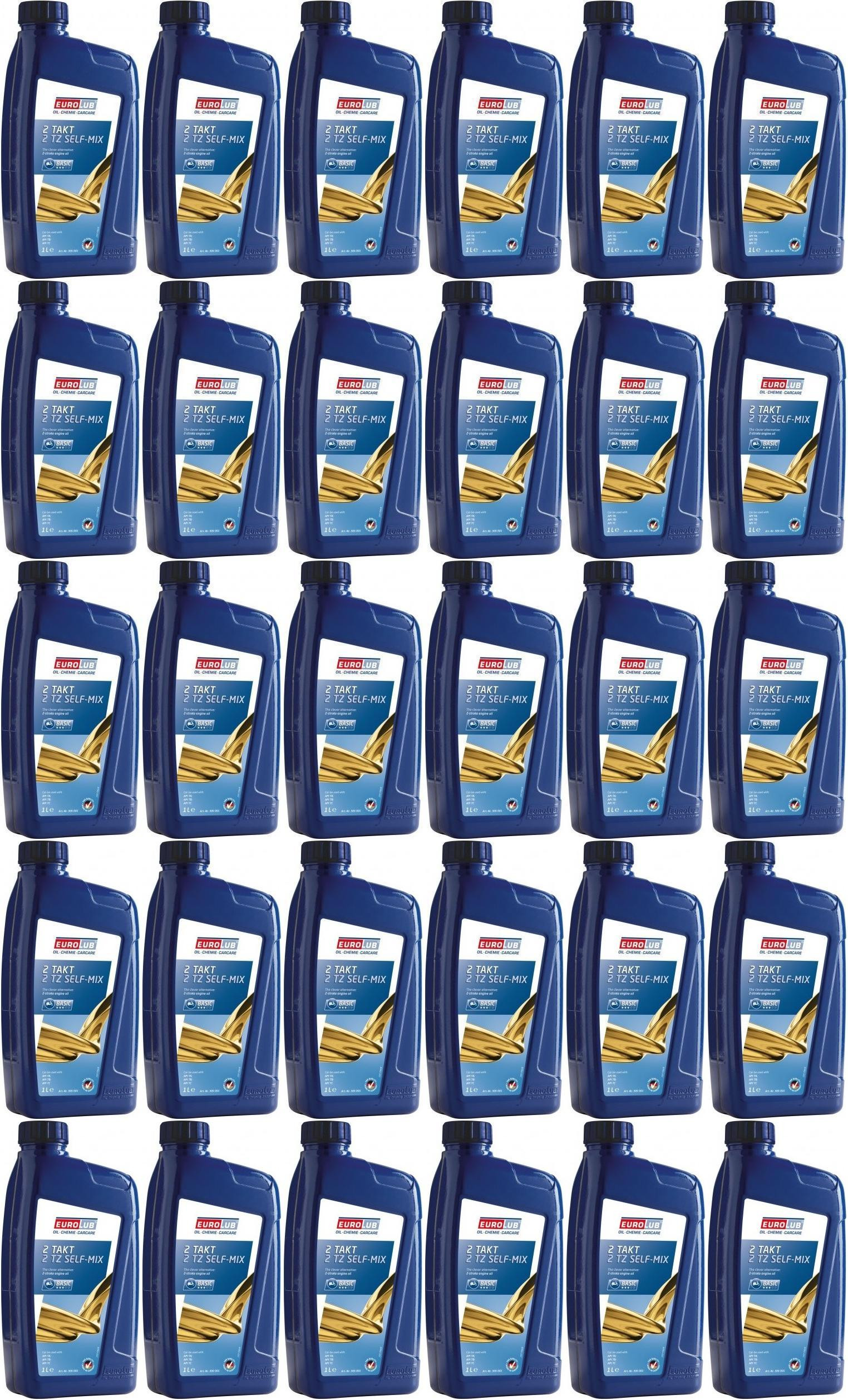 EUROLUB 2-Takt 2 TZ SELF MIX mineralisches Motorrad Motoröl 30x 1l = 30 Liter