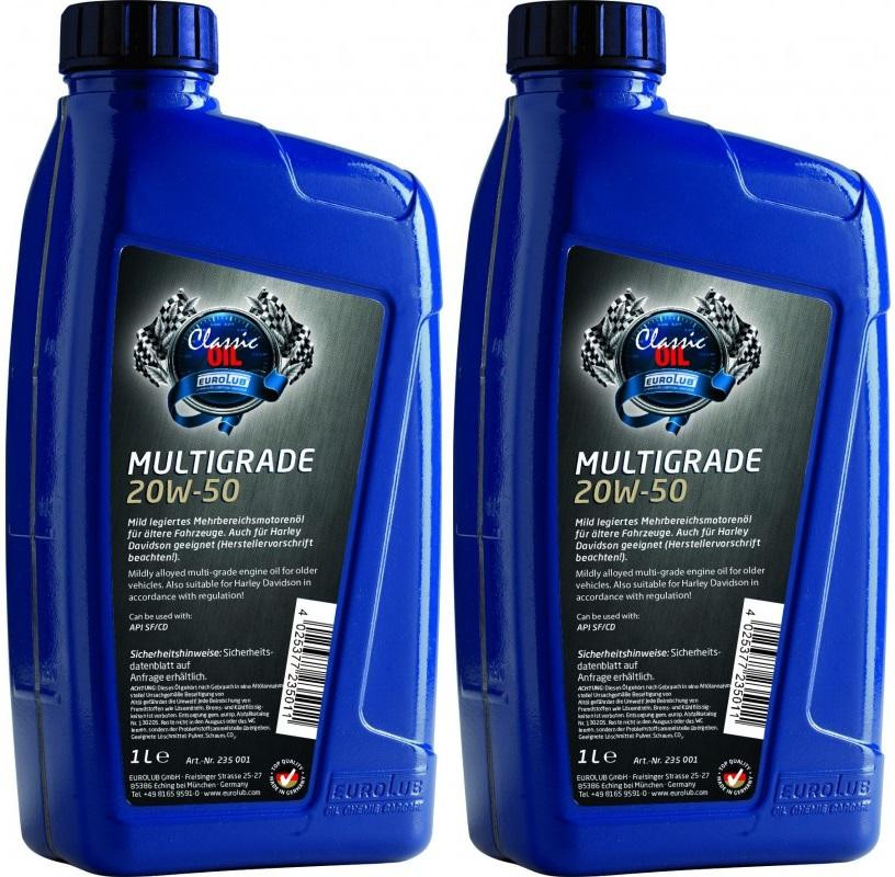 EUROLUB Multigrade SAE 20W-50 Classic Motoröl 2x 1l = 2 Liter