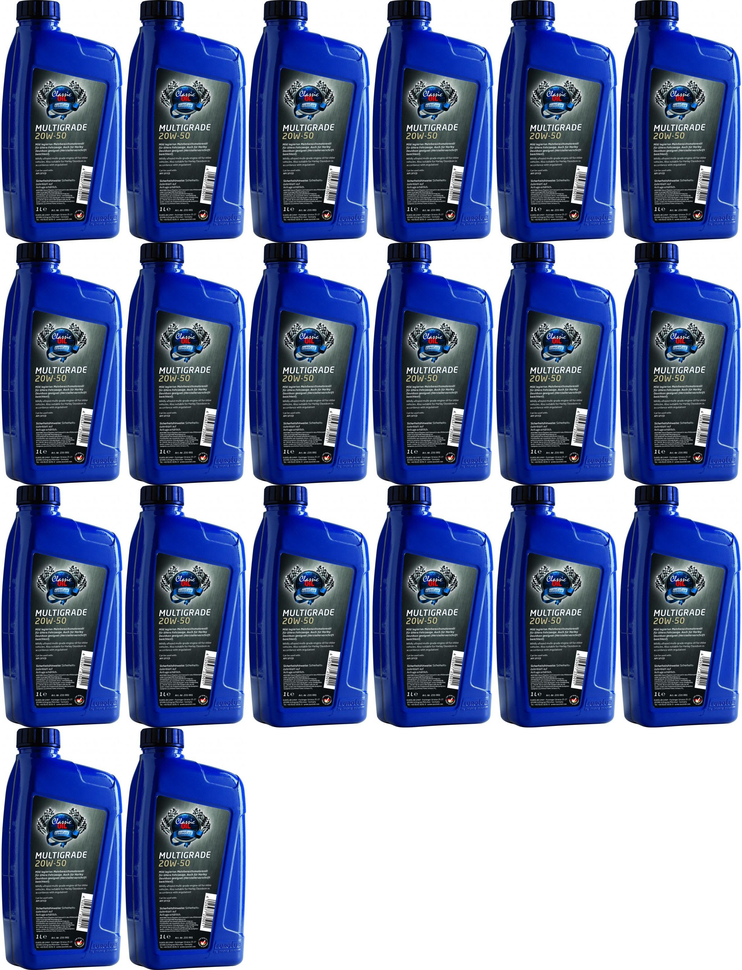 EUROLUB Multigrade SAE 20W-50 Classic Motoröl 20x 1l = 20 Liter