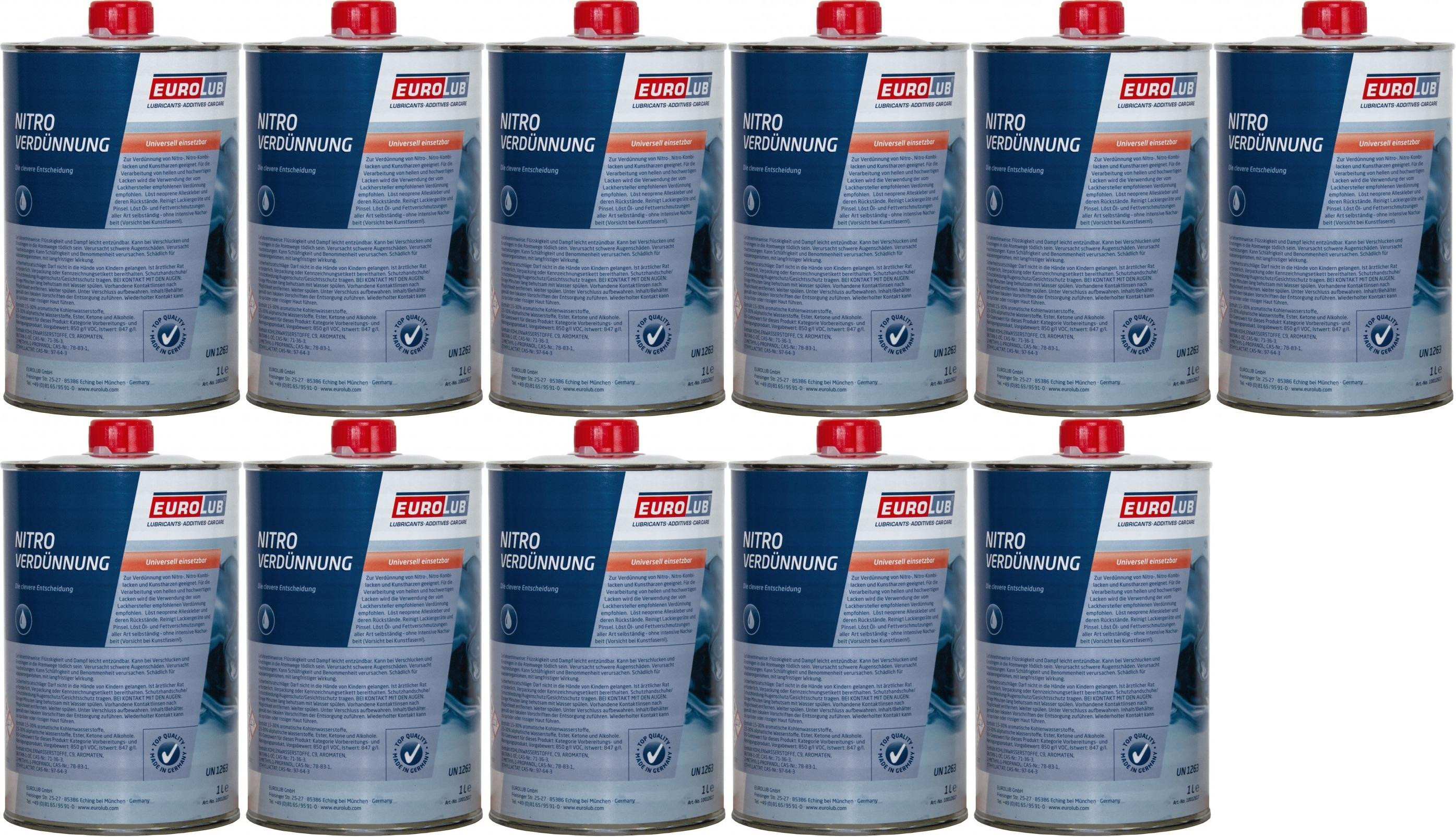 EUROLUB Nitroverdünnung, Verdünner 11x 1l = 11 Liter