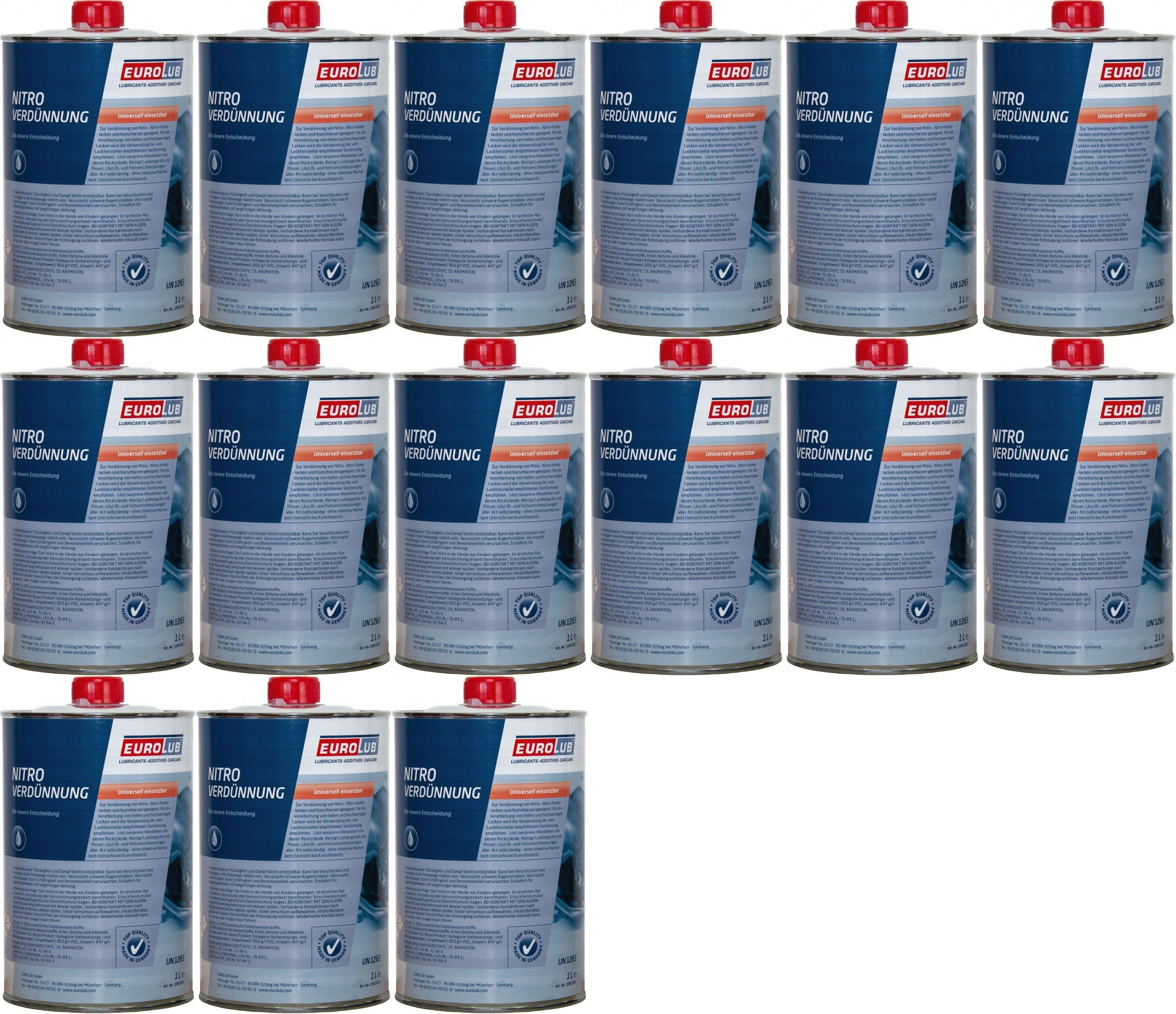 EUROLUB Nitroverdünnung, Verdünner 15x 1l = 15 Liter