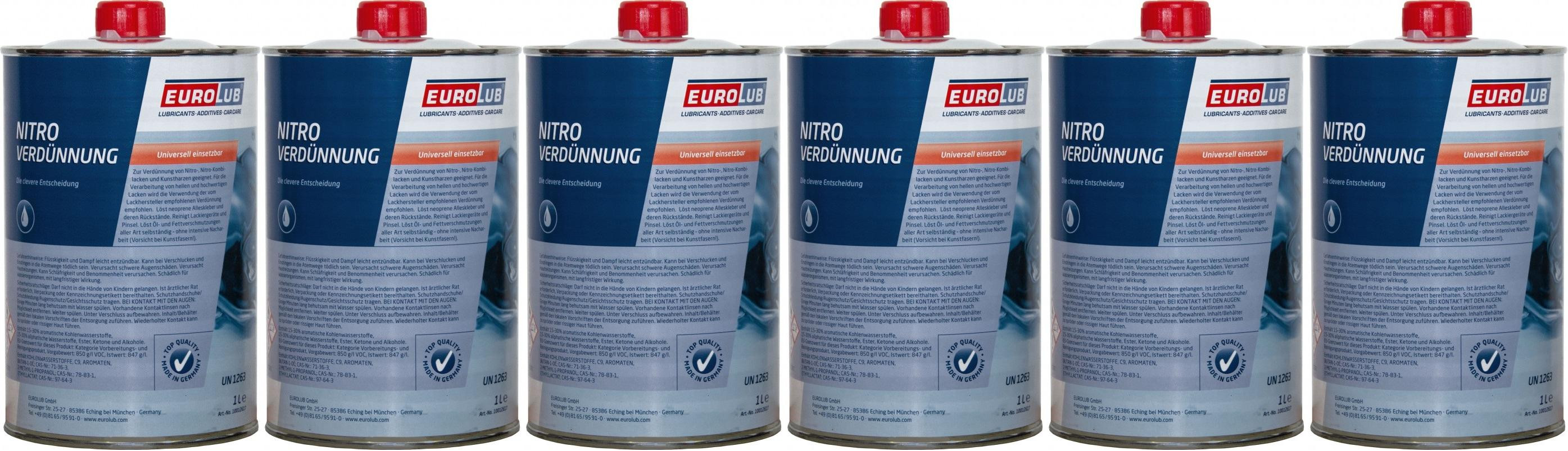 EUROLUB Nitroverdünnung, Verdünner 6x 1l = 6 Liter