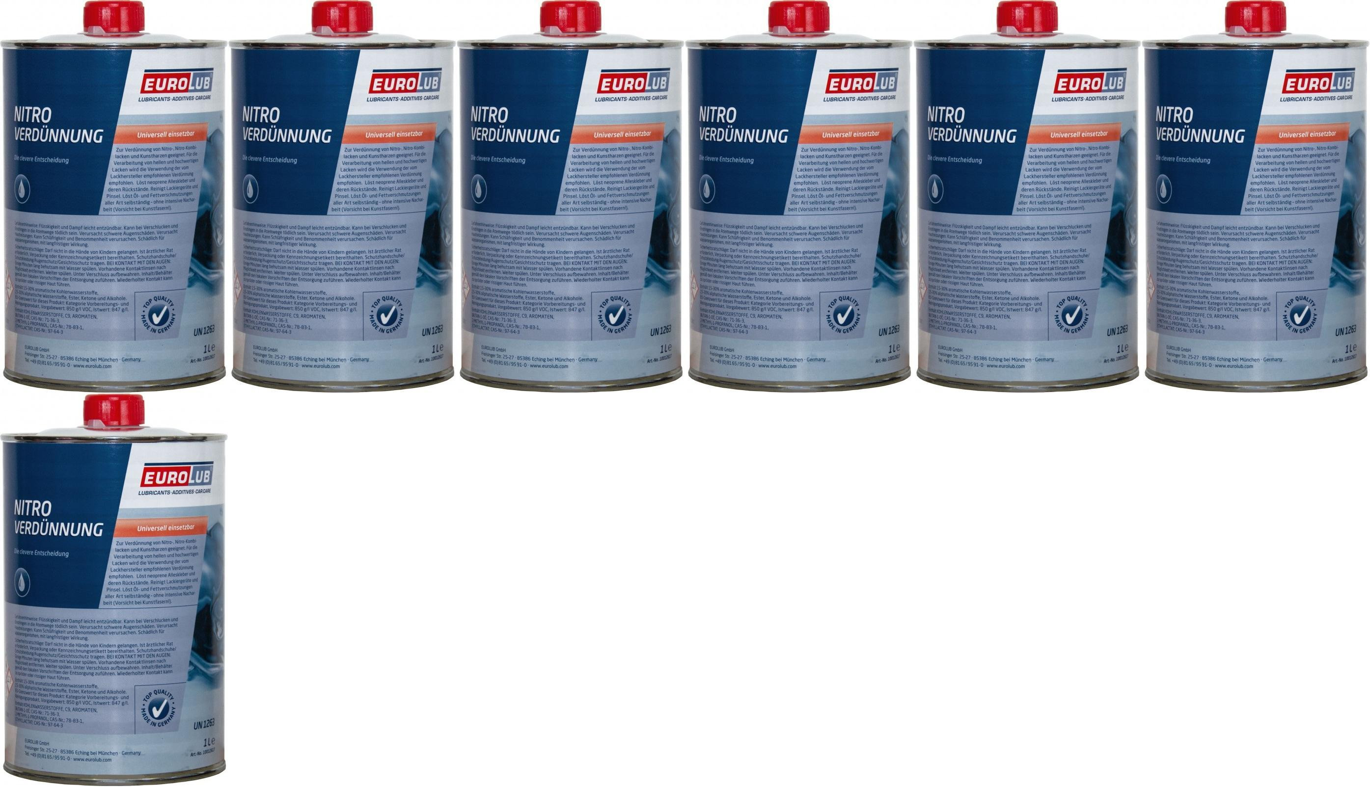 EUROLUB Nitroverdünnung, Verdünner 7x 1l = 7 Liter
