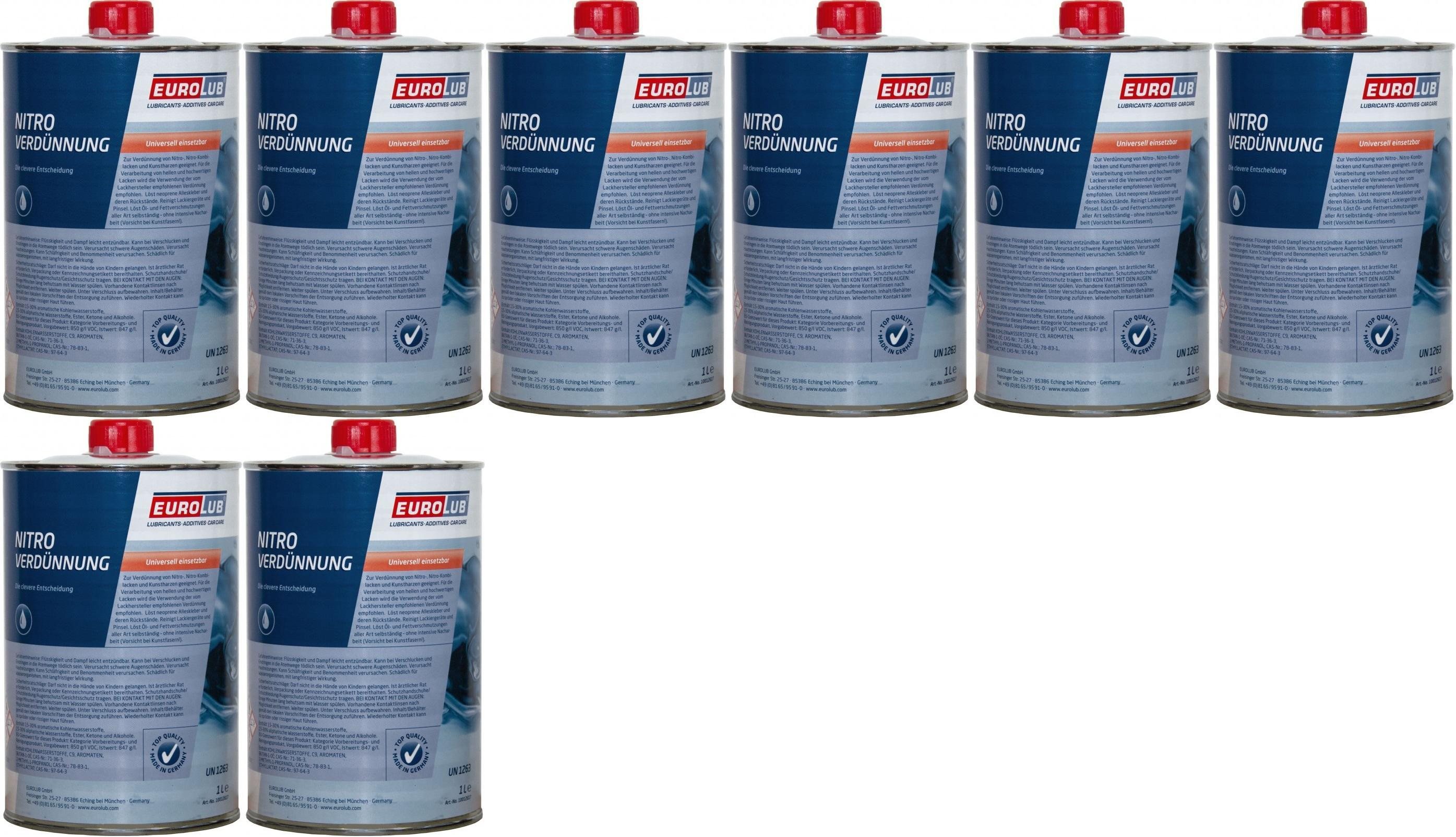 EUROLUB Nitroverdünnung, Verdünner 8x 1l = 8 Liter
