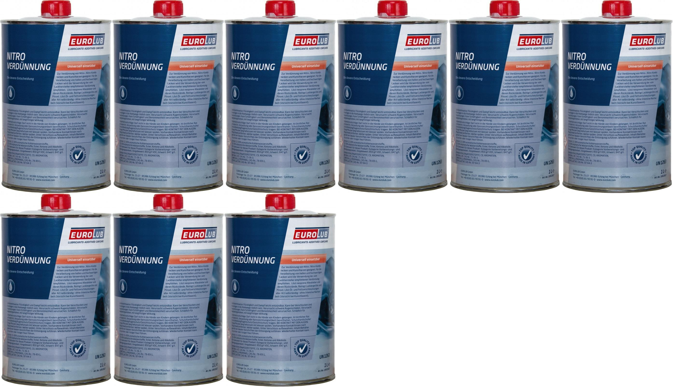 EUROLUB Nitroverdünnung, Verdünner 9x 1l = 9 Liter