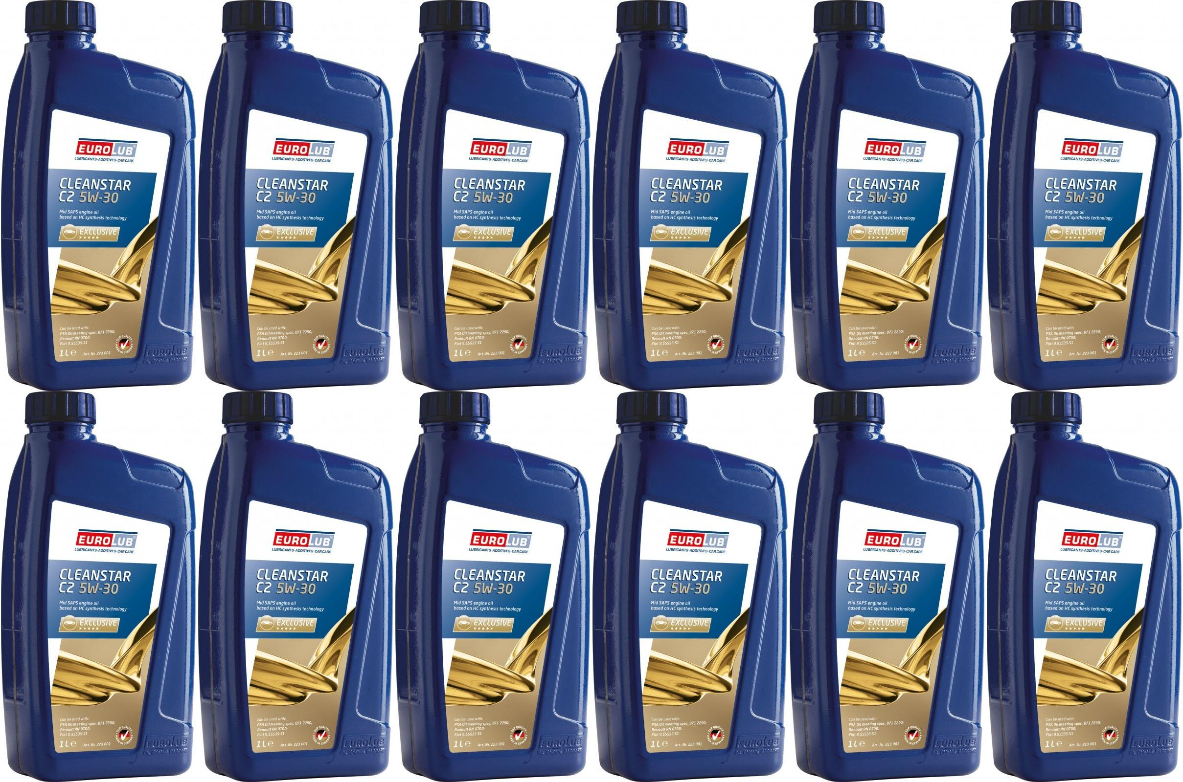 EUROLUB Cleanstar C2 5W-30 Motoröl 12x 1l = 12 Liter