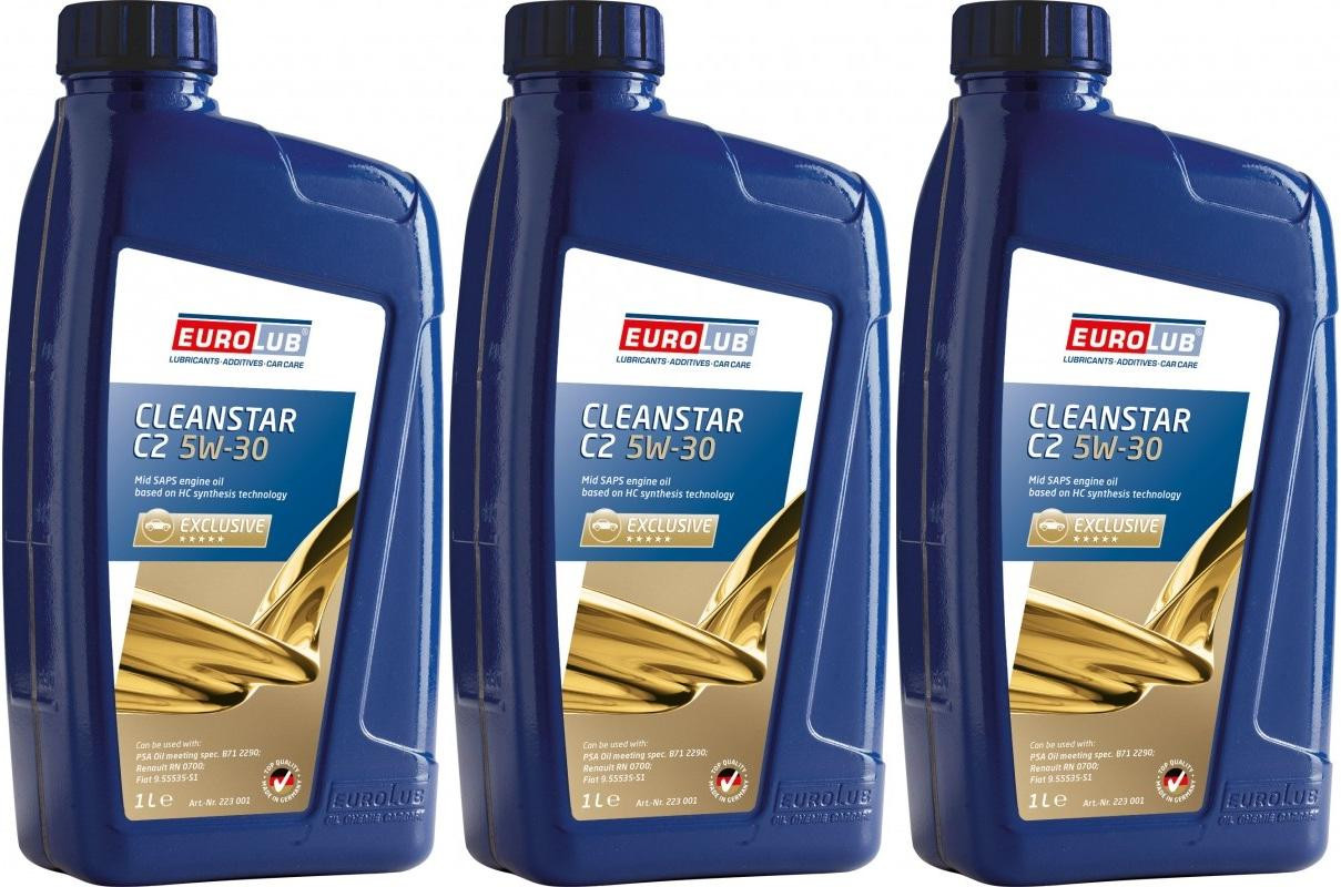 EUROLUB Cleanstar C2 5W-30 Motoröl 3x 1l = 3 Liter