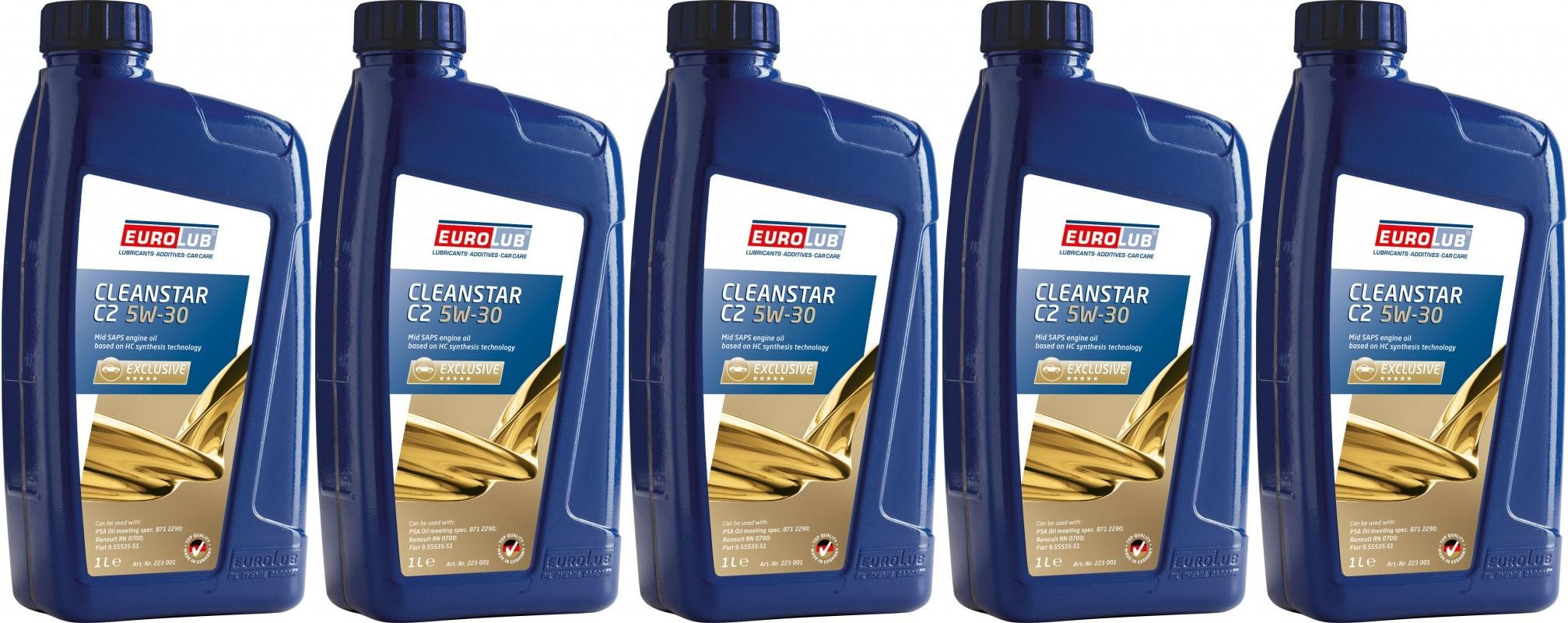 EUROLUB Cleanstar C2 5W-30 Motoröl 5x 1l = 5 Liter