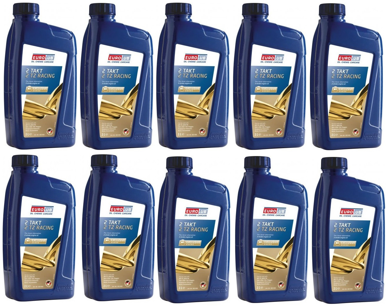 EUROLUB 2 TZ Racing vollsynthetisches 2-Takt Motorrad Motoröl 10x 1l = 10 Liter