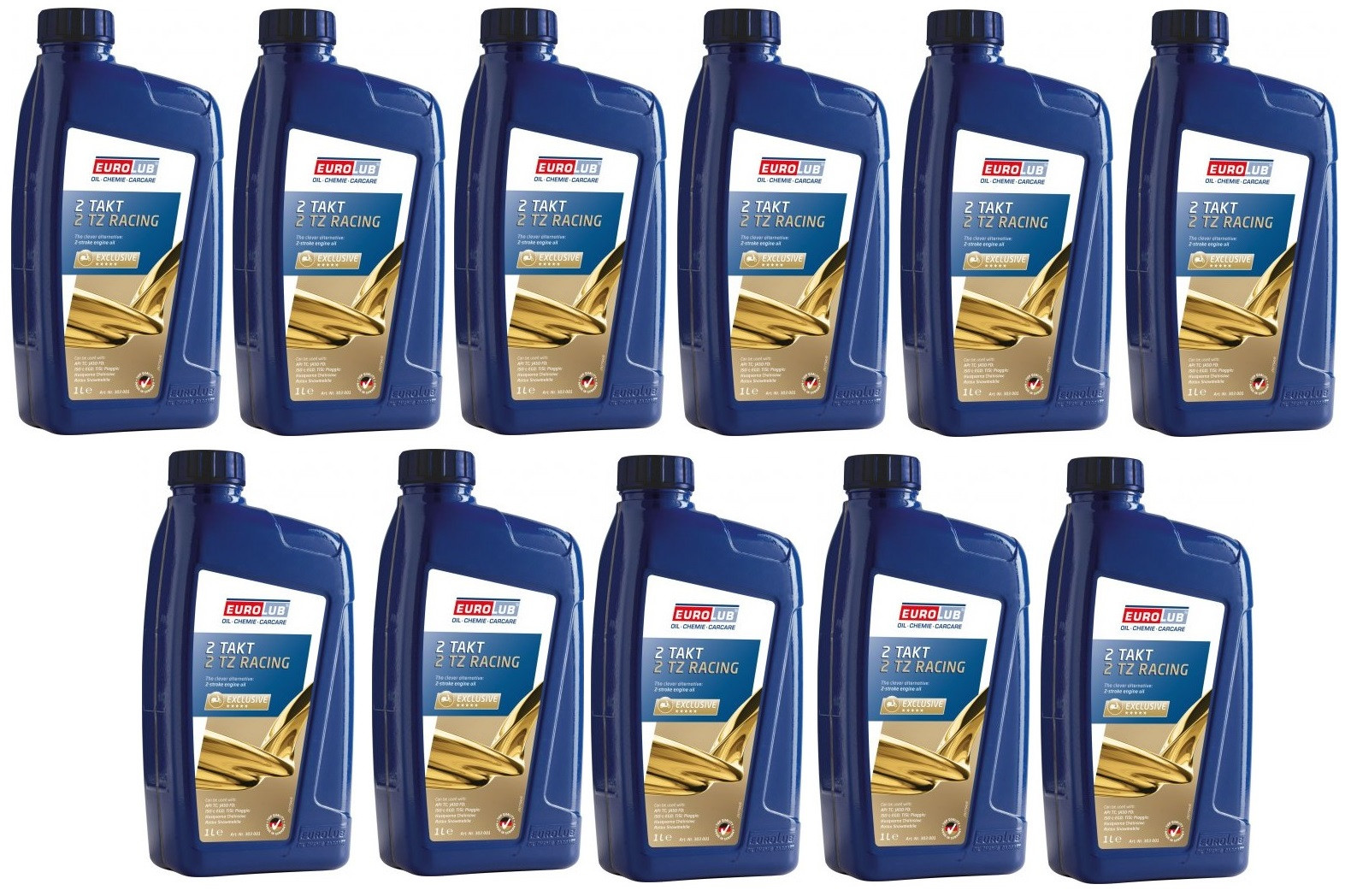 EUROLUB 2 TZ Racing vollsynthetisches 2-Takt Motorrad Motoröl 11x 1l = 11 Liter