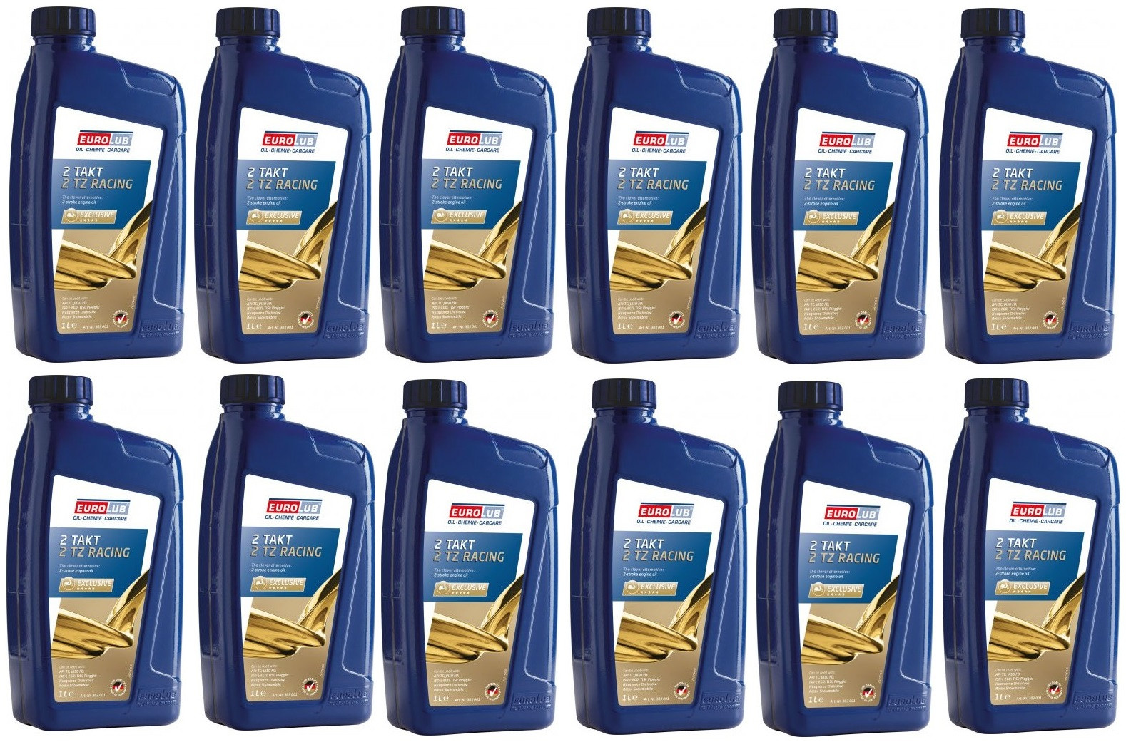 EUROLUB 2 TZ Racing vollsynthetisches 2-Takt Motorrad Motoröl 12x 1l = 12 Liter